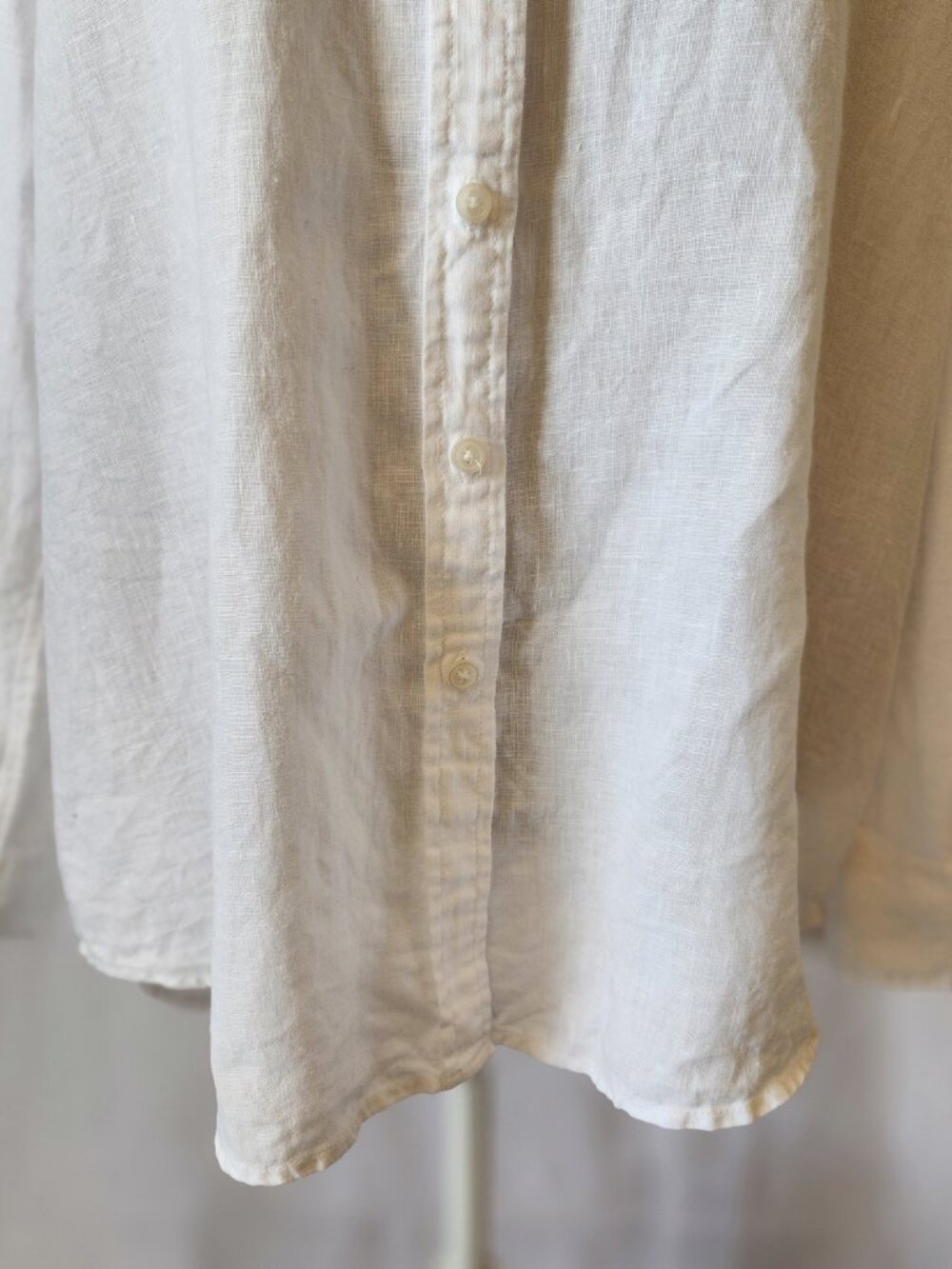 Quince Women's Large White 100% European Linen Long Sleeve Button-Down Shirt - Picture 5 of 15